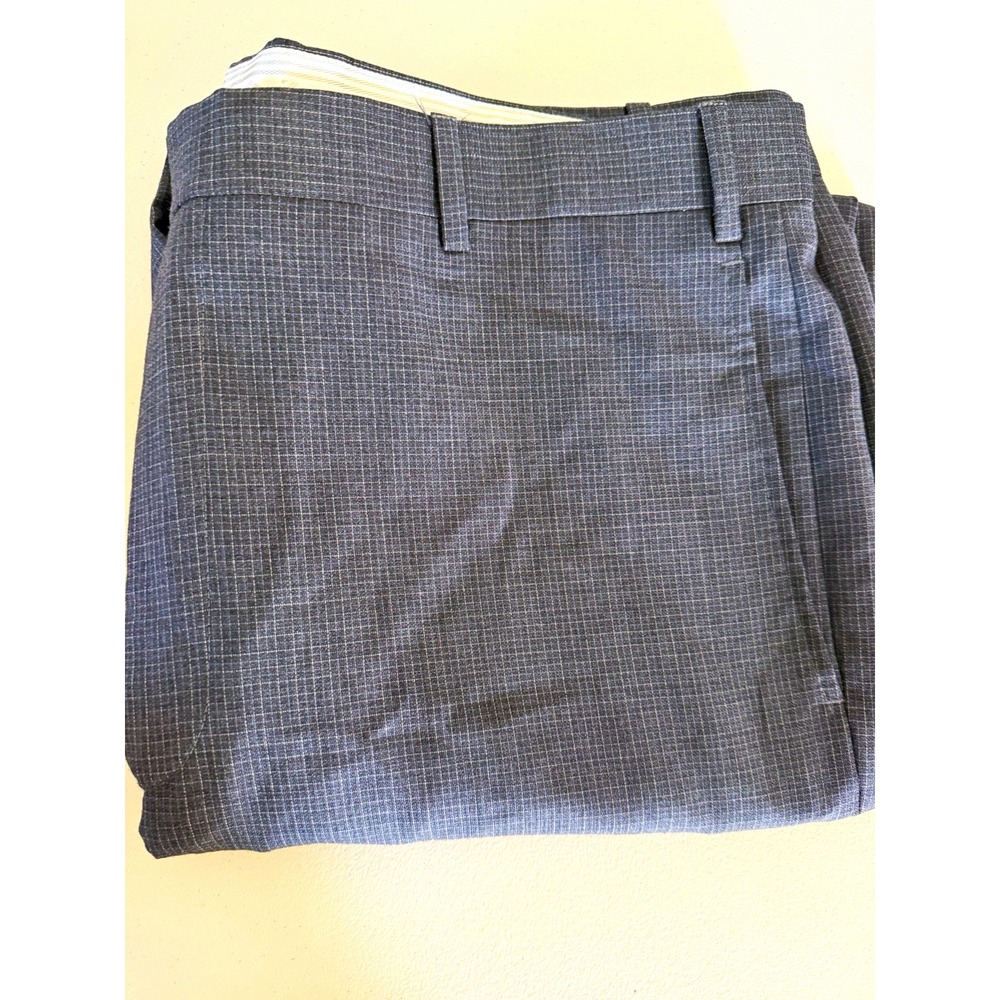 Zanella for Nordstrom Men's 40 Gray Check Wool Flat Front Straight Dress Pants